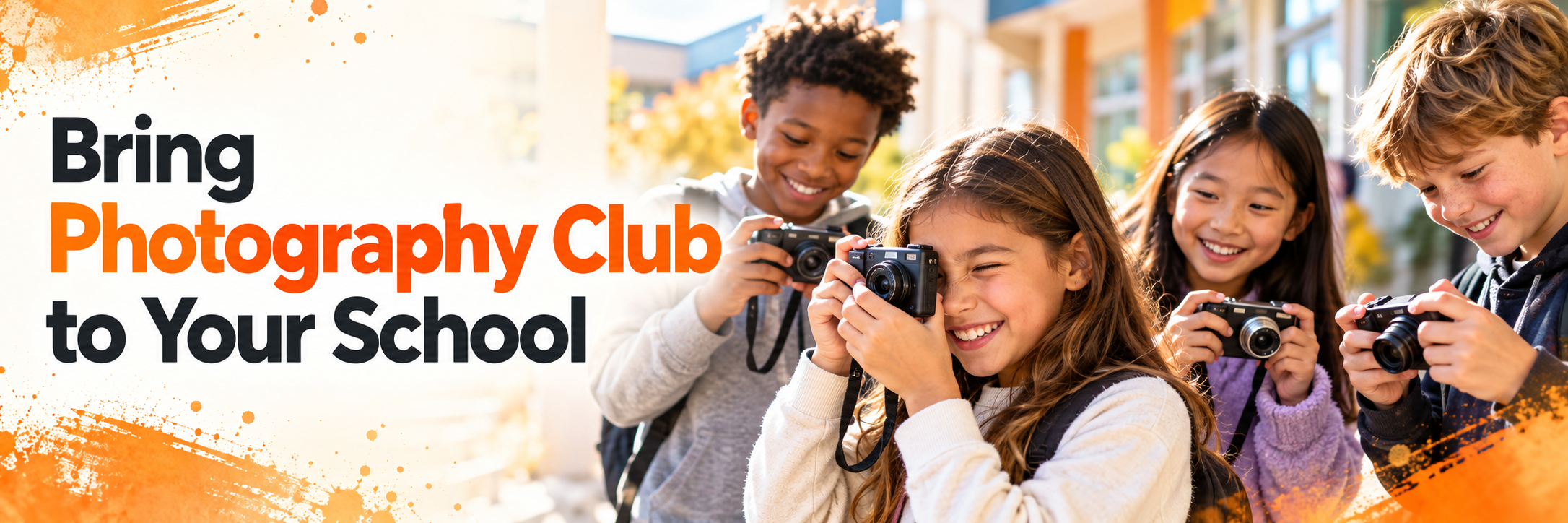 Young photographers in school